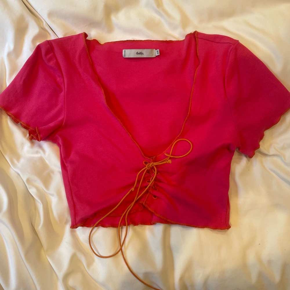 Adika Hot Pink Tie T Shirt. Never worn!!!